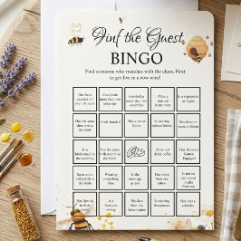 Cartão de Jogo de Bingo para Chá de Noiva Bee Find