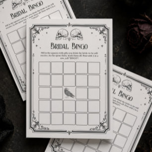 Cartão de Jogo de Bingo para Chá de Noiva Goth 'No
