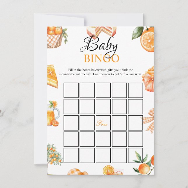 Cartão de Jogo de Bingo para Chás de Bebê com Tema (Frente)