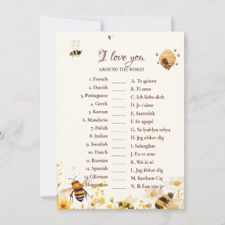 Cartão de jogo de casamento Bee love you around th