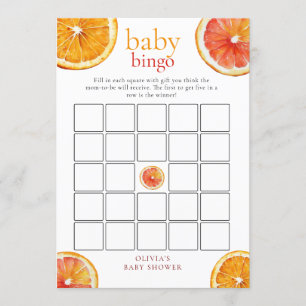 Cartão de Jogo de Chá de Bebê Bingo Laranja Little