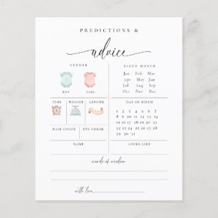 Cartão de jogo de chá de bebê com conselhos e prev