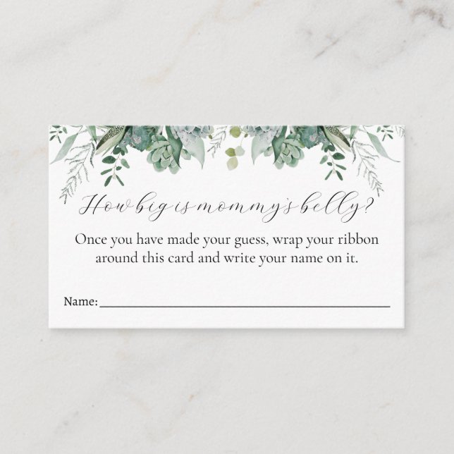 Cartão de Jogo de Chá de Bebê do Tamanho da Barrig (Frente)