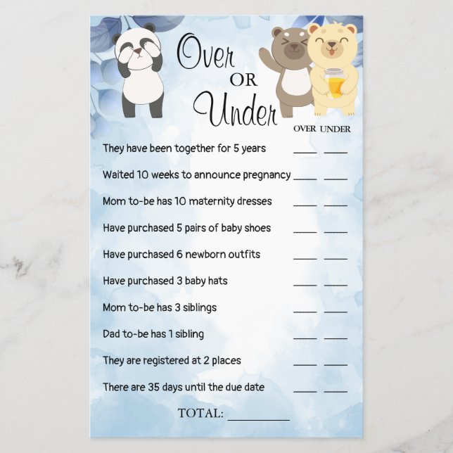 Cartão de jogo de chá de bebê dos Ursinhos Teddy A (Frente)