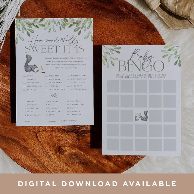 Cartão de Jogo de Chá de fraldas Duplo de Esquilo  (Criador carregado)