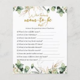 Cartão de Jogo de Chá de fraldas Eucalyptus Greene