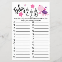 CARTÃO DE JOGO DE CHÁ DE FRALDAS TURTLE BABY ABC