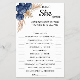 Cartão de Jogo de Chá de Noiva BlueFlower Would Sh