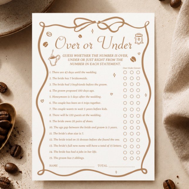 Cartão de Jogo de Chá de Noiva de Café Acima e Aba (Criador carregado)