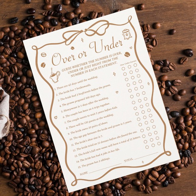 Cartão de Jogo de Chá de Noiva de Café Acima e Aba (Criador carregado)
