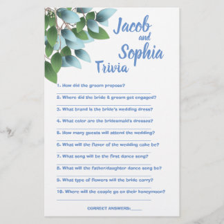 CARTÃO DE JOGO DE CHÁ EUCALYPTUS BRIDE & GROOM TRI