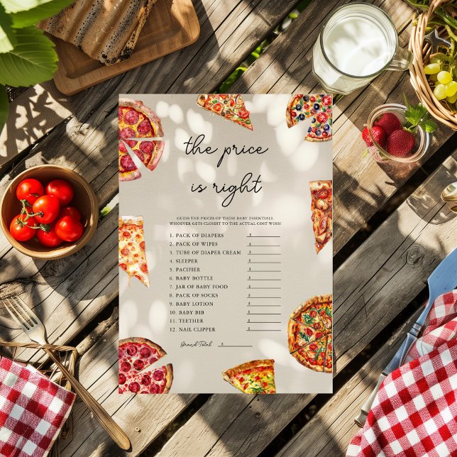 Cartão de Jogo de Churrasco de Bebê Pizza O Preço  (Criador carregado)