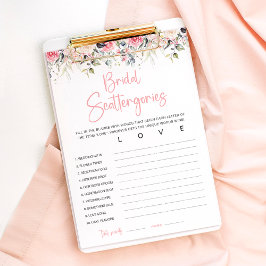 Cartão de Jogo de Chuva de Noiva Floral Rosa