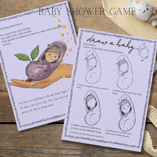 Cartão de Jogo de Chuvinha de Bebê Desenhe um Cont (New Chapter Storybook Draw a Baby Shower Game Card)