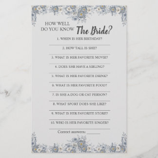 Cartão de Jogo de Como Você Conhece a Noiva