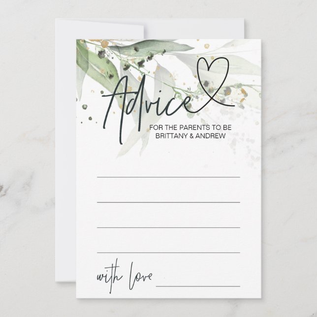 Cartão de Jogo de Conselhos de Chá de fraldas Euca (Frente)