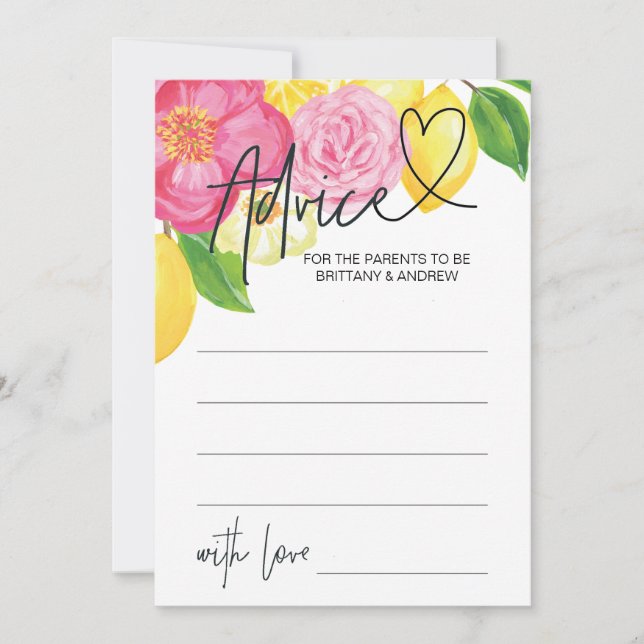 Cartão de Jogo de Conselhos de Chás de fraldas Flo (Frente)