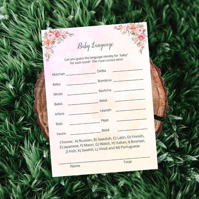 Cartão de Jogo de Linguagem de Bebê do Chá de fral (Criador carregado)