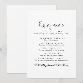 Cartão de Jogo de Menu de Beijo de Casamento de Sc