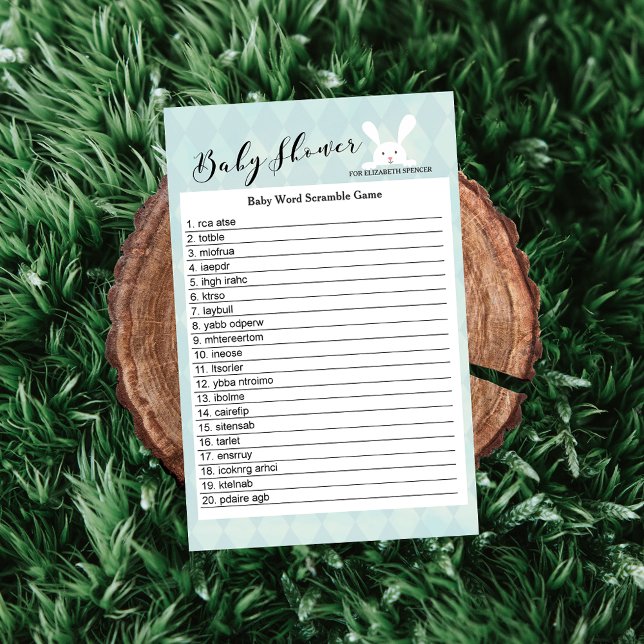 Cartão de Jogo de Palavra de Chá de fraldas Azul (Criador carregado)