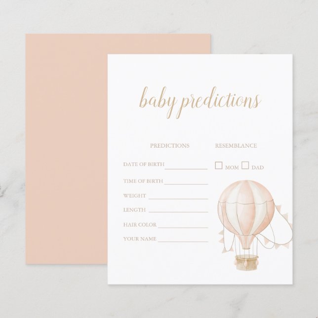 Cartão de jogo de previsão de balão de ar quente,  (Frente/Verso)