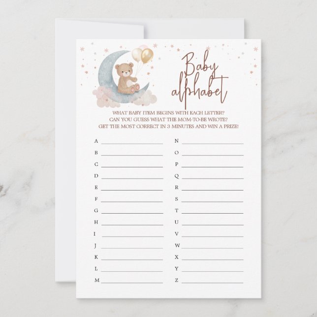 Cartão de Jogo do Bebê ABC Moon (Frente)