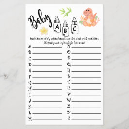 CARTÃO DE JOGO DO CHÁ DE FRALDAS DINOSAUR BABY ABC