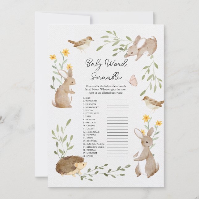 Cartão de Jogo do Word Scramble do Forest Animal C (Frente)