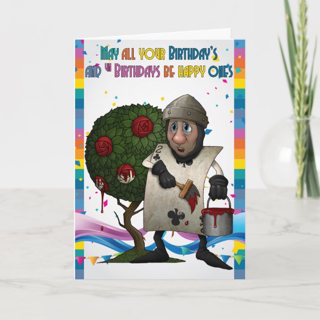 Cartão de jogo dos rosas da pintura, aniversário (Frente)