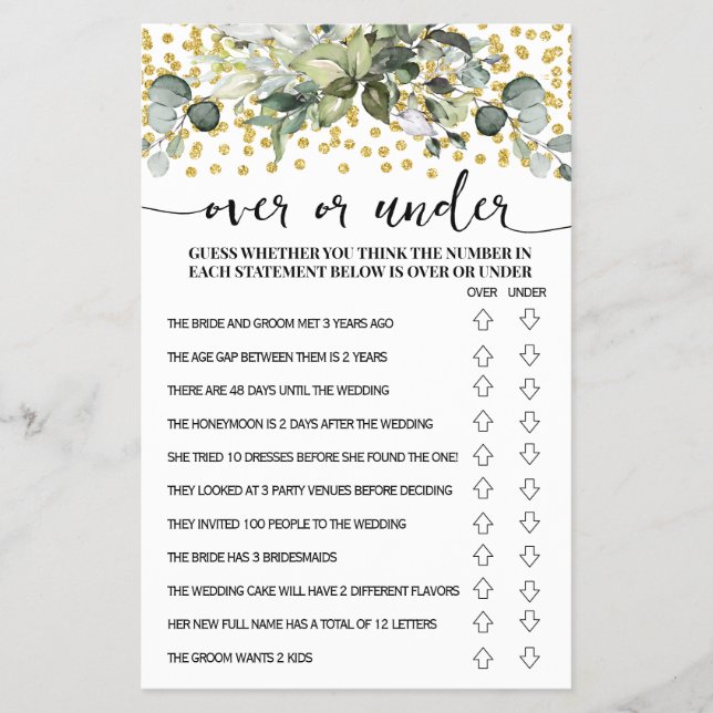 Cartão de Jogo Eucalyptus Dourado acima ou abaixo  (Frente)