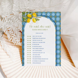 Cartão de Jogo Lemon Bridal Shower He Said She Sai