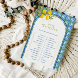 Cartão de Jogo Lemon Bridal Shower Would She Rathe