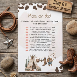 Cartão de Jogo Mamãe ou Papai Cowboy como vai ch