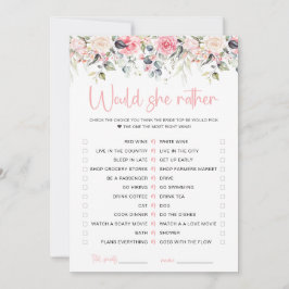 Cartão de Jogo Nupcial Blush Floral Would She Rath