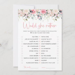 Cartão de Jogo Nupcial Blush Floral Would She Rath