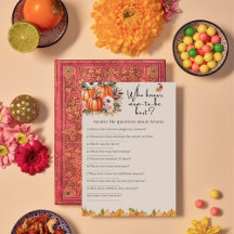 Cartão de Jogo para Chá de Bebê de Outono Abóbora 