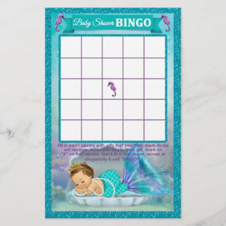 Cartão de Jogo Sereia de Bingo de Chá de fraldas #