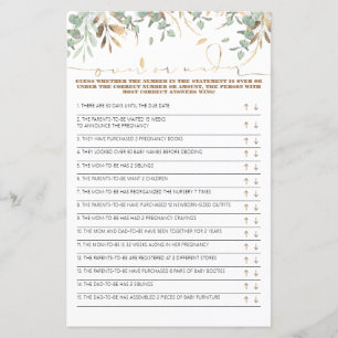 Cartão de jogo sobre ou abaixo do Chá de fraldas