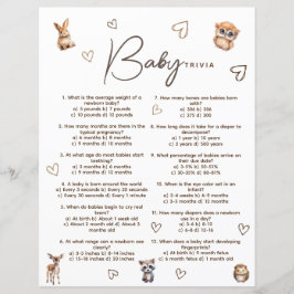 Cartão de Jogo Tema Animal Woodland Bebê Trivia