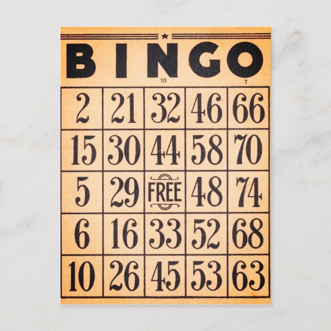 Cartão de Jogo Vintage Bingo (Frente)