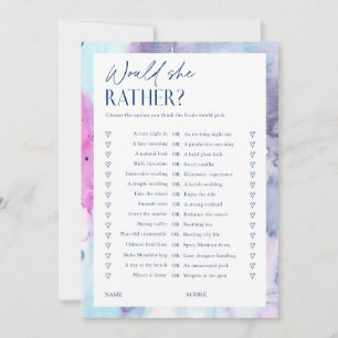 Cartão de Jogo 'Would She Rather' para Chá de Noiv