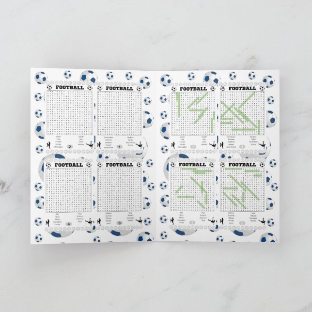 Cartão de jogos de busca de palavras de futebol (Interior)