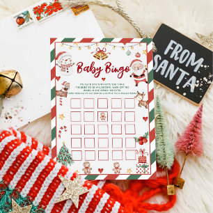 Cartão de Jogos de Chá de Bebê Bingo Santa Baby Na