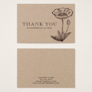Cartão de Jóias de Agradecimento Kraft Floral