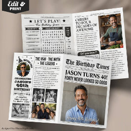 Cartão de jornal de aniversário personalizado com