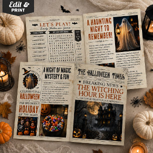 Cartão de jornal personalizado de Halloween, decor