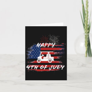 Cartão De julho Looping Parade Holiday Golf Cart American