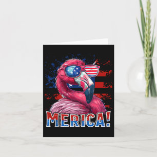 Cartão De Julho Merica Flamingo American Flag Kids Men Wa