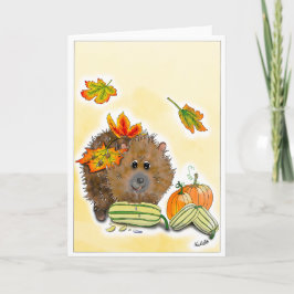 Cartão DE Kalppkarte Herbst Igel mit Kürbis