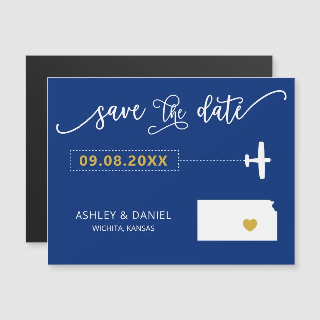 Cartão de Kansas de Save the Date de Casamento, Ma (Frente/Verso)